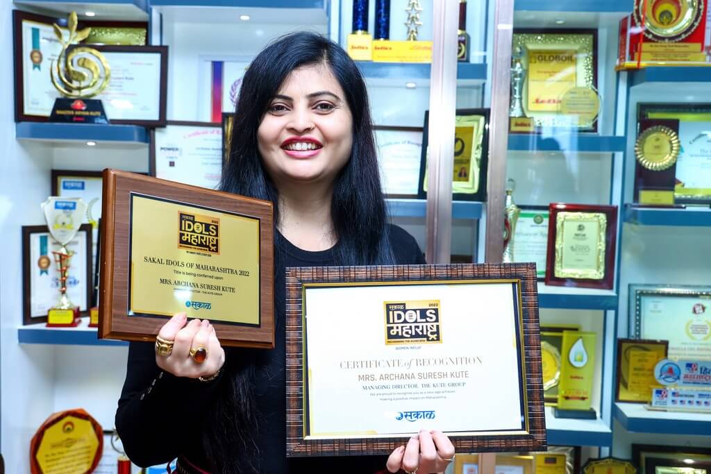 Heartfelt congratulations to the Respected Mrs. Archana Suresh Kute.<br>
We are delighted to share that our MD, Respected Mrs. Archana Suresh Kute is conferred with the award Sakal Idols Of Maharashtra 2022 by the eminent Sakal Media Group.